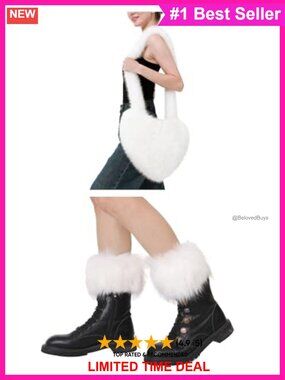 Faux Fur Shoulder Bag and Leg Warmers Set Quilted Lined